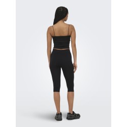 ONLY Bella sømløs vatteret crop top - Sort