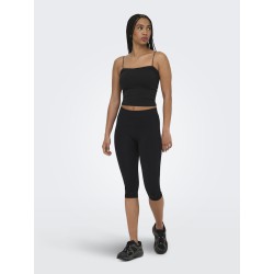 ONLY Bella sømløs vatteret crop top - Sort