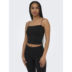 ONLY Bella sømløs vatteret crop top - Sort