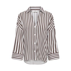 JDY Laurel Life 7/8 skjorte - Coffee Bean/ White stripes