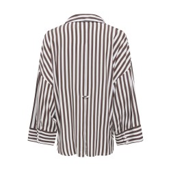 JDY Laurel Life 7/8 skjorte - Coffee Bean/ White stripes