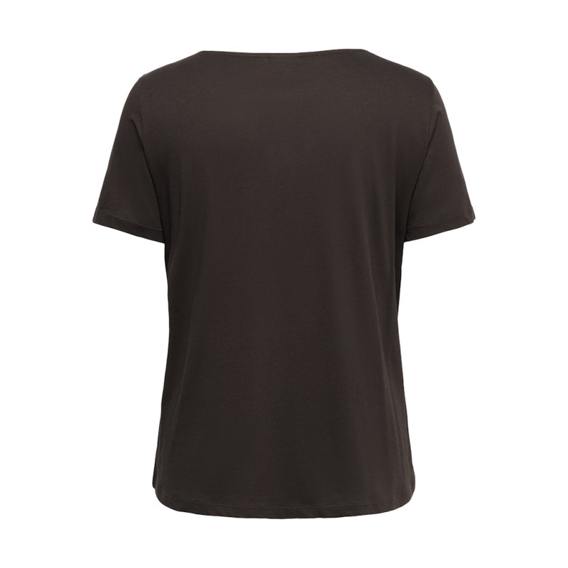 ONLY CARMAKOMA Vince kortærmet v-hals t-shirt - Coffee Bean