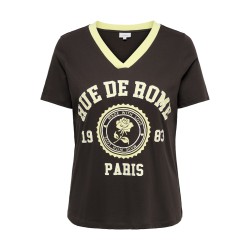 ONLY CARMAKOMA Vince kortærmet v-hals t-shirt - Coffee Bean