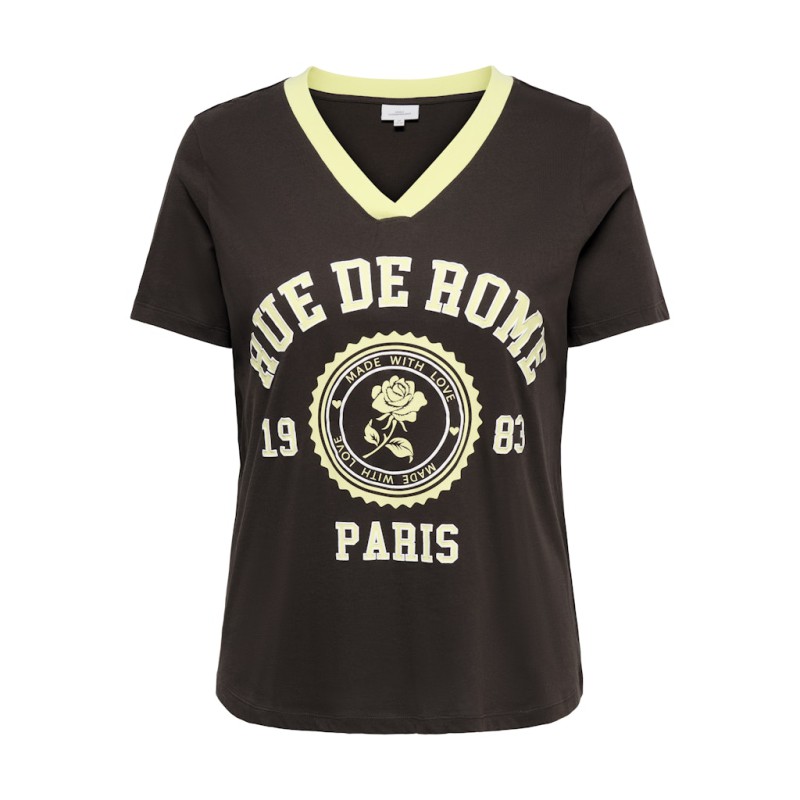 ONLY CARMAKOMA Vince kortærmet v-hals t-shirt - Coffee Bean