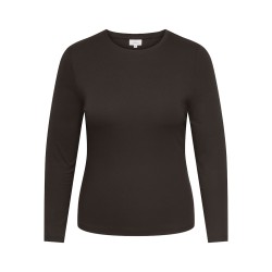 ONLY CARMAKOMA Riley langærmet top - Black Coffee