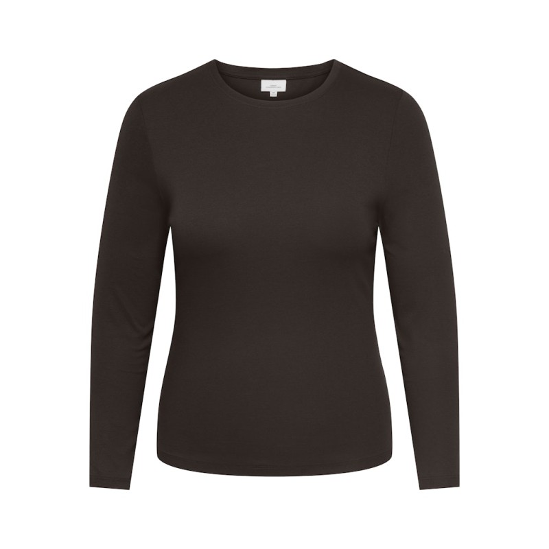 ONLY CARMAKOMA Riley langærmet top - Black Coffee