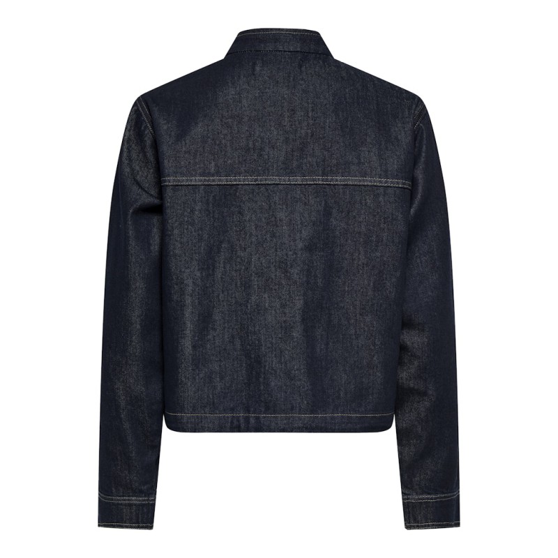 JDY Sansa Bubble Hem langærmet jakke - Dark Blue Denim