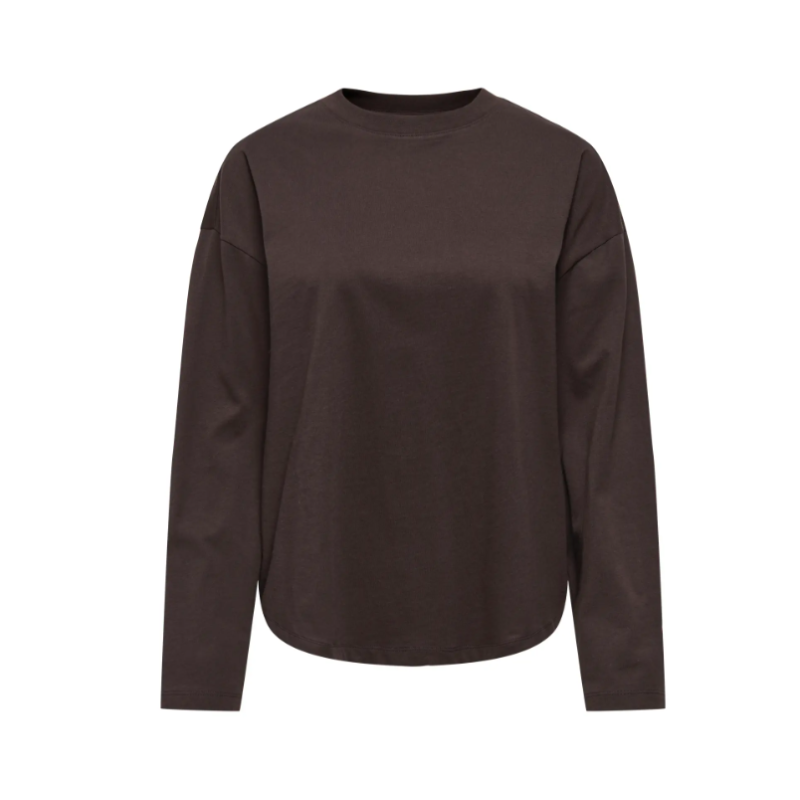 ONLY Happy langærmet t-shirt - Coffee Bean