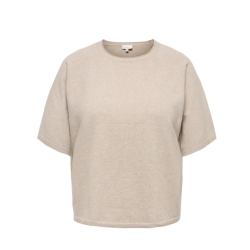 ONLY CARMAKOMA Loyal 2/4 O-Neck Pullover - Beige Melange