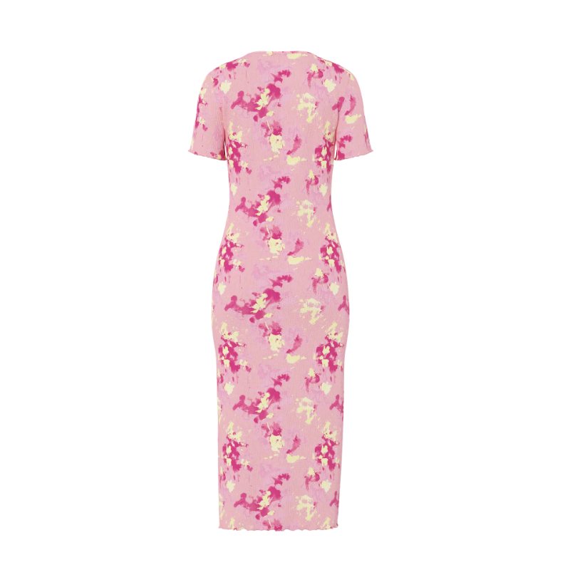 PIECES kortærmet midi slim kjole - Sea Pink