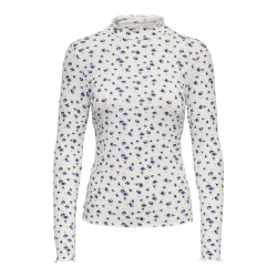 JDY Fransiska langærmet bluse - Cloud Dancer / Blue Flowers