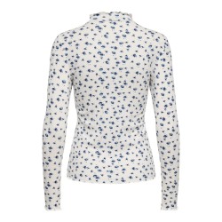JDY Fransiska langærmet bluse - Cloud Dancer / Blue Flowers