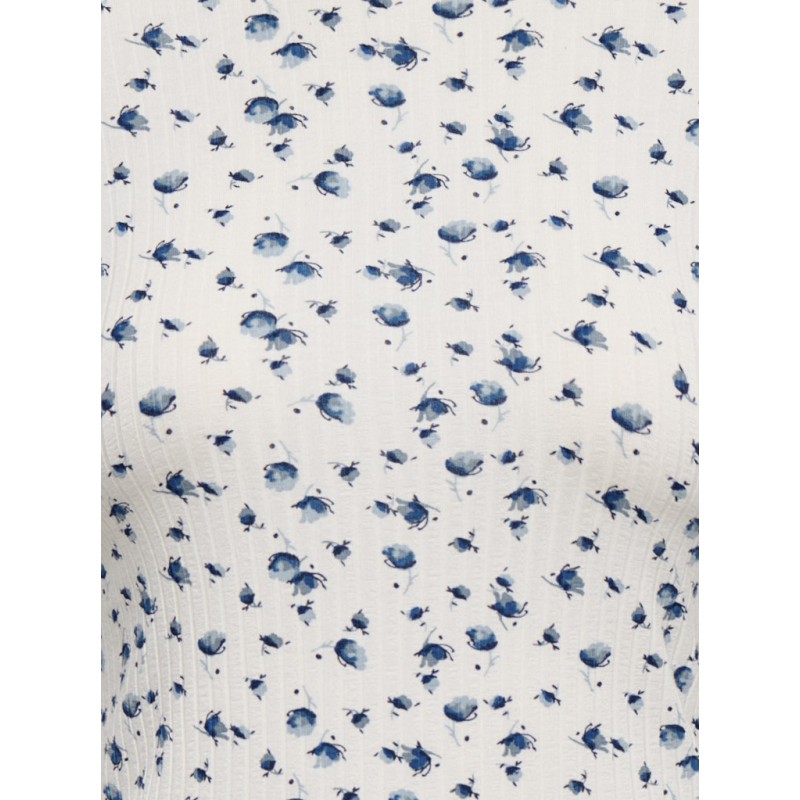JDY Fransiska langærmet bluse - Cloud Dancer / Blue Flowers