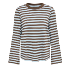 ONLY Luna Happe langærmet stribet t-shirt - Skyway / Vanilla Ice