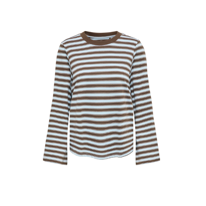 ONLY Luna Happe langærmet stribet t-shirt - Skyway / Vanilla Ice