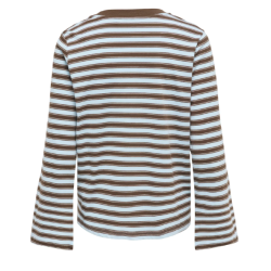 ONLY Luna Happe langærmet stribet t-shirt - Skyway / Vanilla Ice