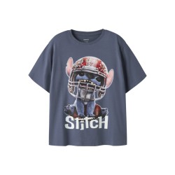 NAME IT Kids Julix Stitch kortærmet T-shirt - Vintage Indigo