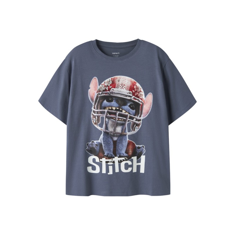 NAME IT Kids Julix Stitch kortærmet T-shirt - Vintage Indigo