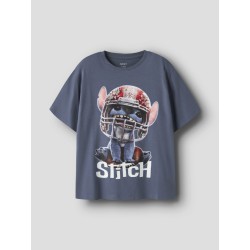 NAME IT Kids Julix Stitch kortærmet T-shirt - Vintage Indigo