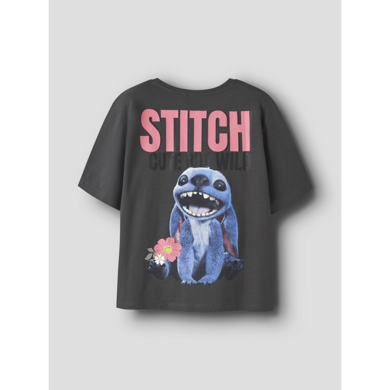 NAME IT Kids Jynin Stitch kortærmet T-shirt - Black Oyster