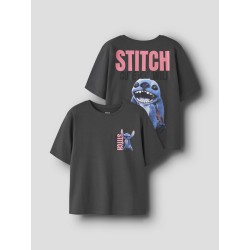 NAME IT Kids Jynin Stitch kortærmet T-shirt - Black Oyster