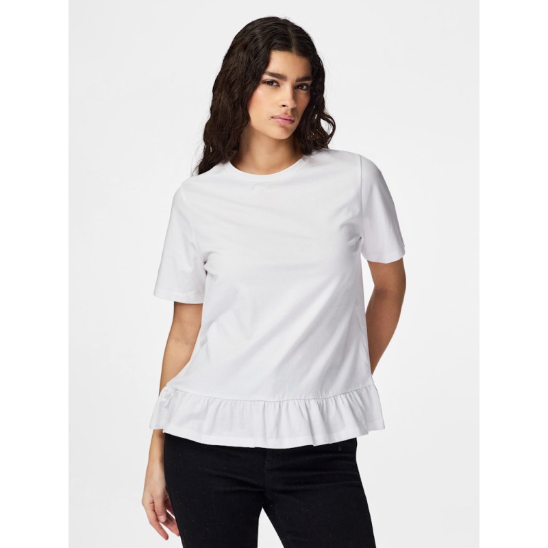 PIECES Disso kortærmet T-shirt - Bright White