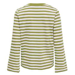 ONLY Luna Happe langærmet stribet t-shirt - Avocado / Potting