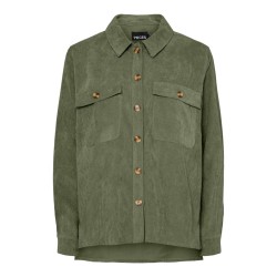 PIECES Effi L/S Fløjls Skjorte - Olivine