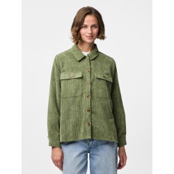 PIECES Effi L/S Fløjls Skjorte - Olivine