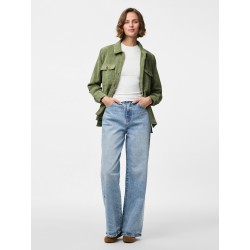 PIECES Effi L/S Fløjls Skjorte - Olivine