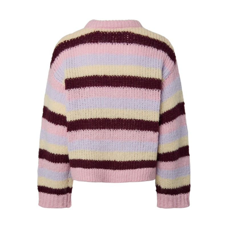 PIECES Dorthea langærmet chunky strik - Roseate Spoonbill / Stripes