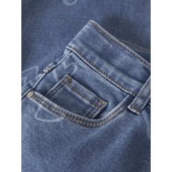 NAME IT Mini Rose brede printet jeans - Medium Blue Denim