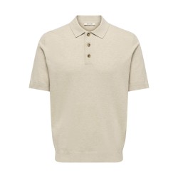 ONLY & SONS Loui Regular Strik Polo - Oatmeal Melange