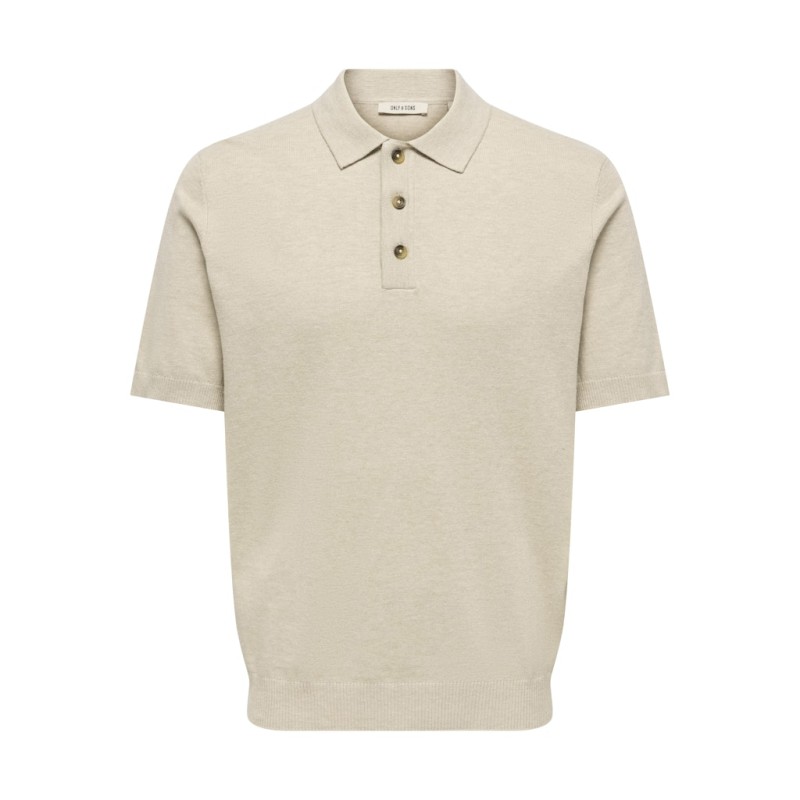 ONLY & SONS Loui Regular Strik Polo - Oatmeal Melange