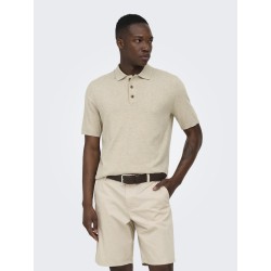 ONLY & SONS Loui Regular Strik Polo - Oatmeal Melange