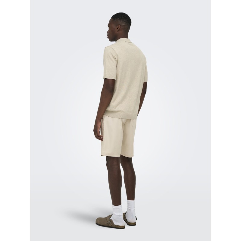 ONLY & SONS Loui Regular Strik Polo - Oatmeal Melange