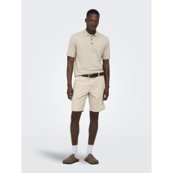 ONLY & SONS Loui Regular Strik Polo - Oatmeal Melange