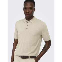 ONLY & SONS Loui Regular Strik Polo - Oatmeal Melange