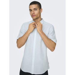 ONLY & SONS Caiden S/S Hør Skjorte - Cashmere Blue