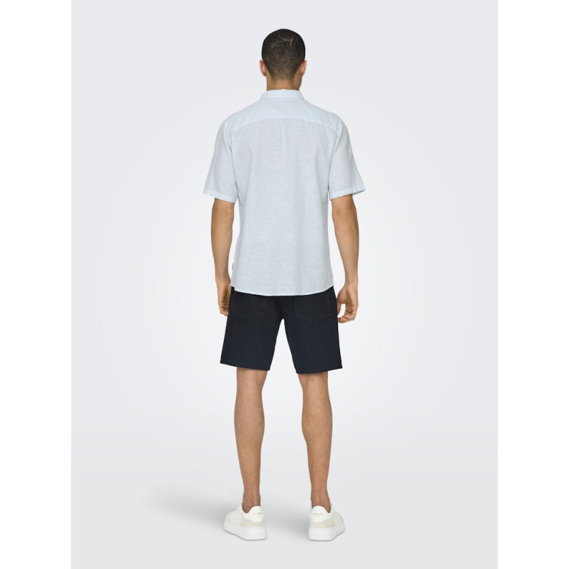 ONLY & SONS Caiden S/S Hør Skjorte - Cashmere Blue