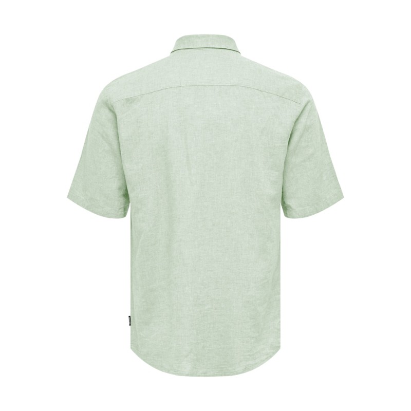 ONLY & SONS Caiden S/S Hør Skjorte - Quiet Green