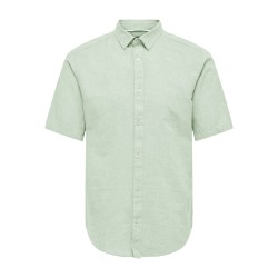 ONLY & SONS Caiden S/S Hør Skjorte - Quiet Green