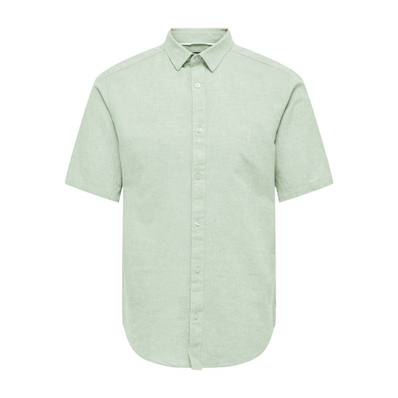 ONLY & SONS Caiden S/S Hør Skjorte - Quiet Green