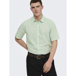 ONLY & SONS Caiden S/S Hør Skjorte - Quiet Green