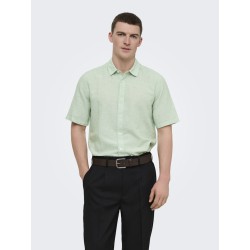 ONLY & SONS Caiden S/S Hør Skjorte - Quiet Green