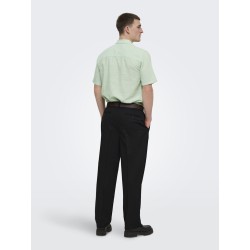ONLY & SONS Caiden S/S Hør Skjorte - Quiet Green
