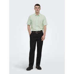 ONLY & SONS Caiden S/S Hør Skjorte - Quiet Green