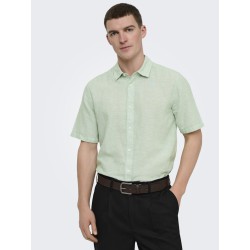 ONLY & SONS Caiden S/S Hør Skjorte - Quiet Green