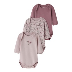 NAME IT Baby Body 3-pak Violetflower - Violet Ice