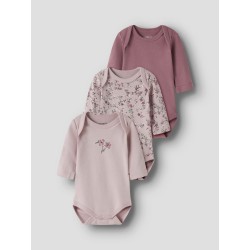 NAME IT Baby Body 3-pak Violetflower - Violet Ice